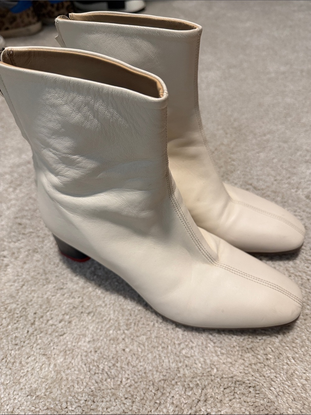 Aeyde Cream Leather Ankle Booties